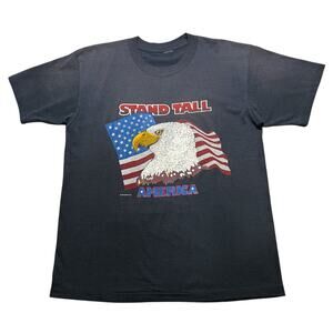 Vintage 90s flag bald eagle “Stand Talk America” T-shirt Men size Large Retro